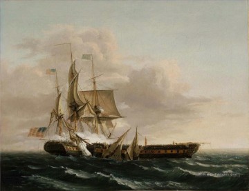 Thomas Birch Engagement entre la Constitution et la Guerrière Batailles navale Peinture à l'huile